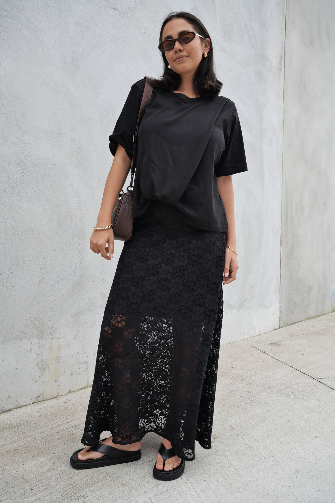 Ayva Opel Lace Maxi Skirt Black