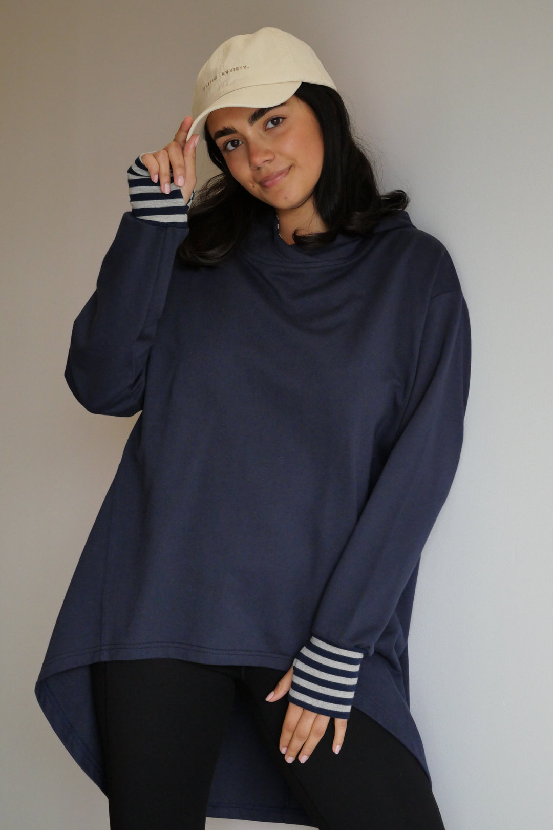 Label Discovery Hoodie Midnight with Stripe Contrast