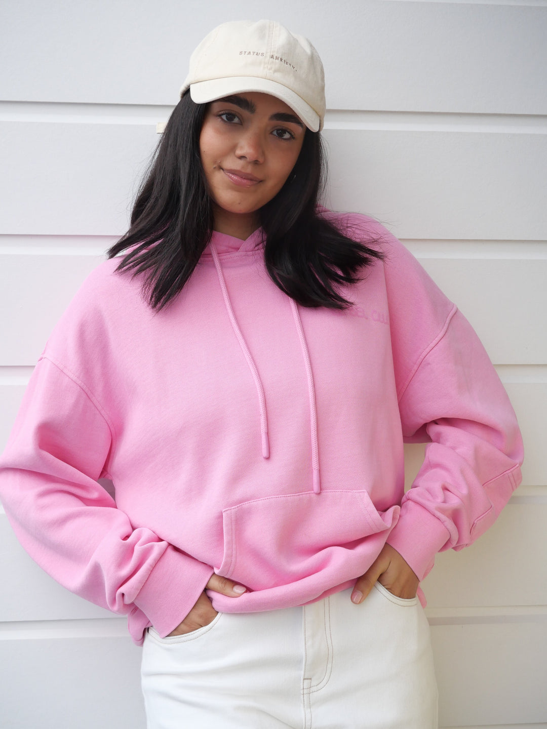 Rebel Club Flock Scribble Heart Hoodie Pink Wash