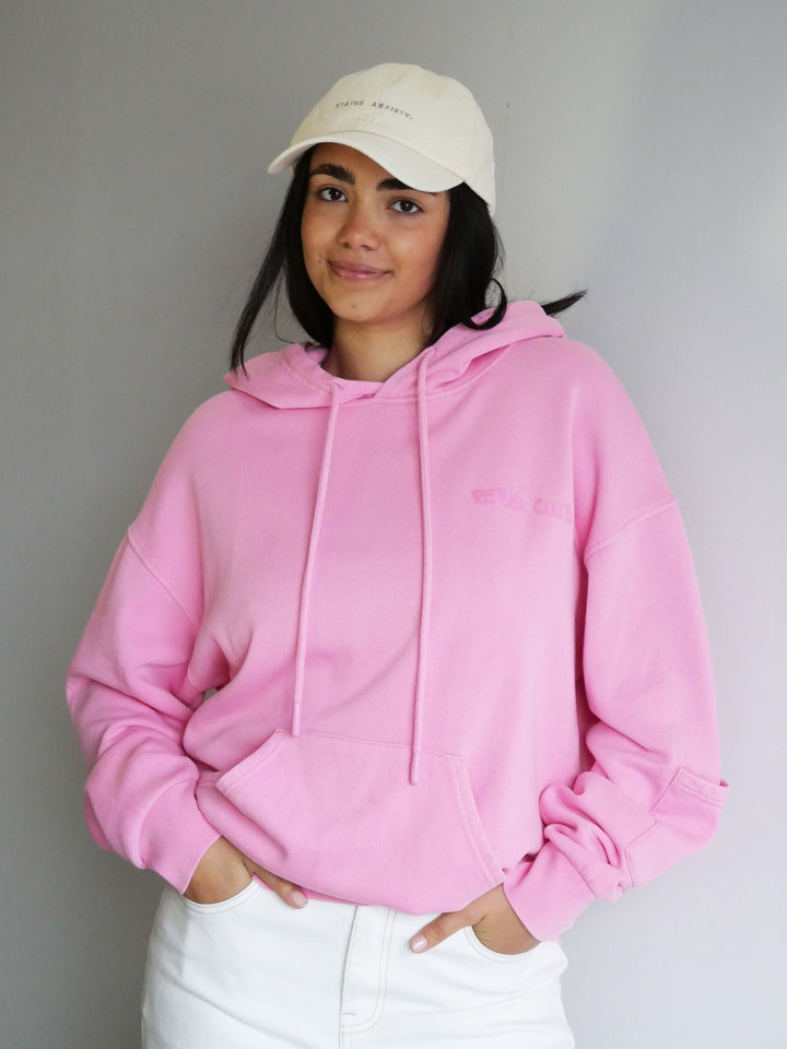 Rebel Club Flock Scribble Heart Hoodie Pink Wash