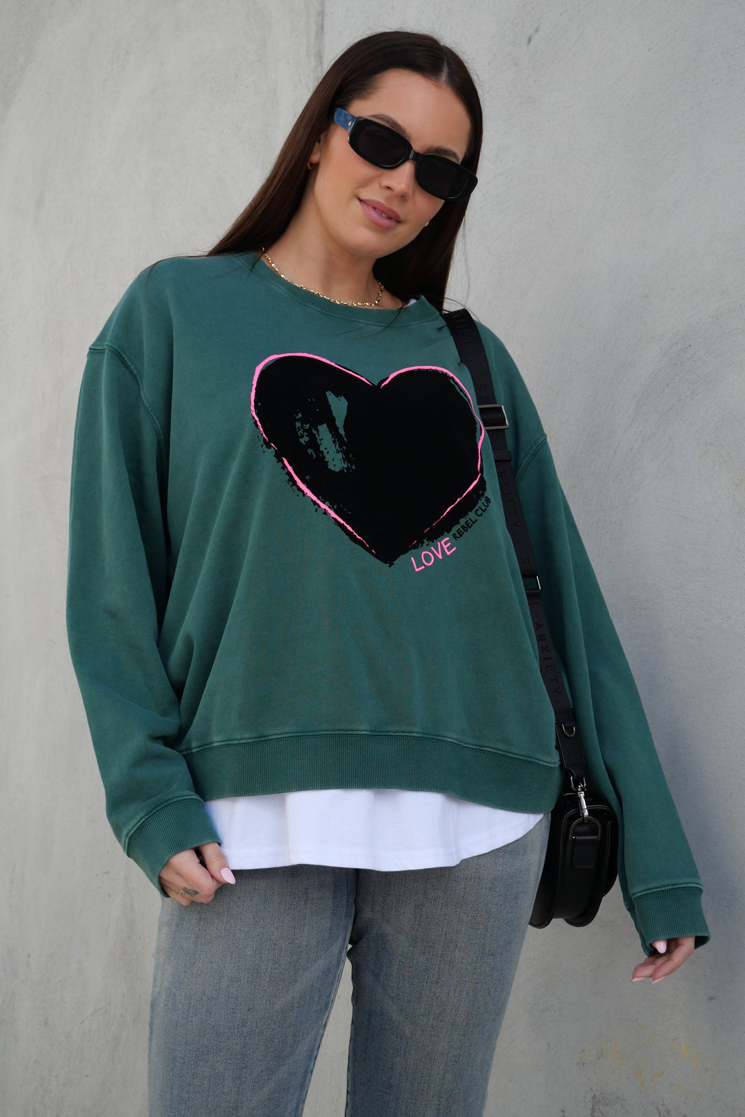 Rebel Club Heart Crush Crew Washed Green