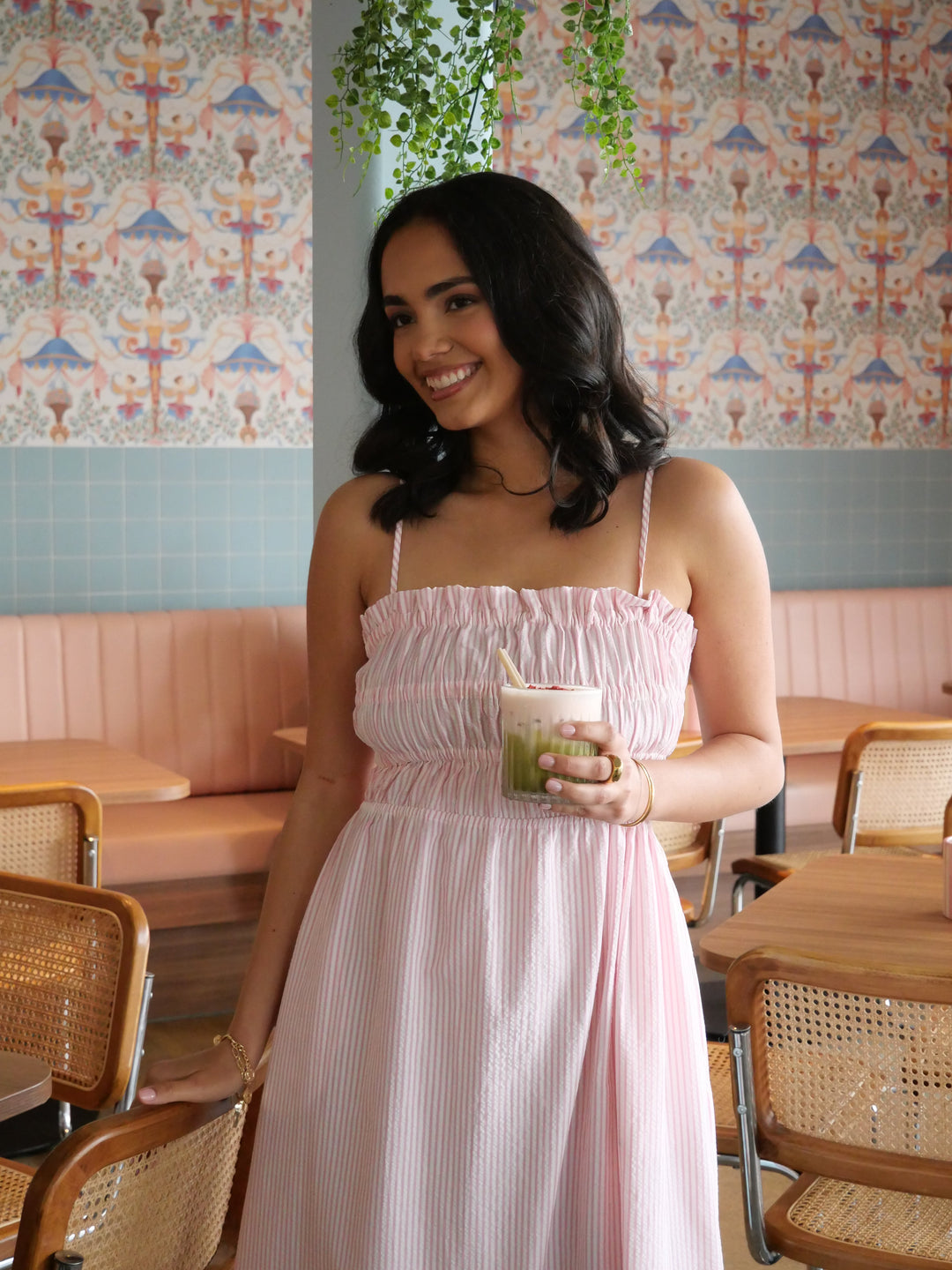 Ayva Evie Striped Dress Pink