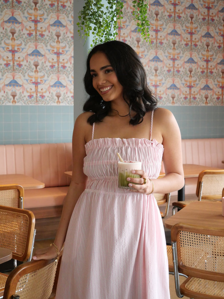 Ayva Evie Striped Dress Pink