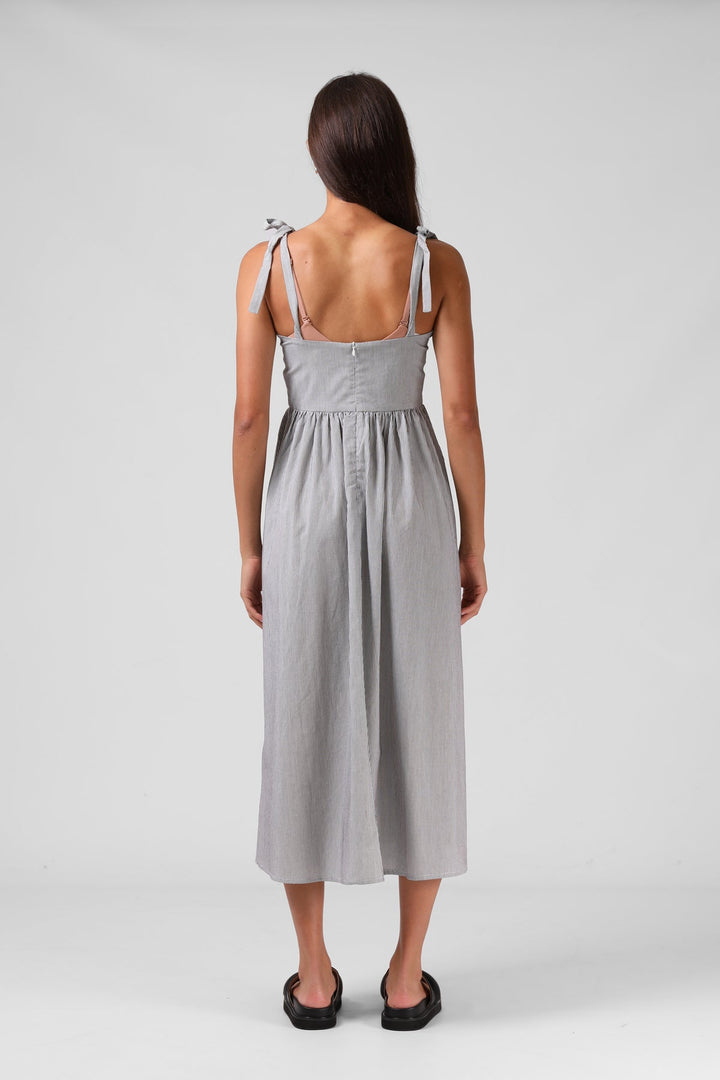 RPM Sofia Midi Dress Black White Pinstripe