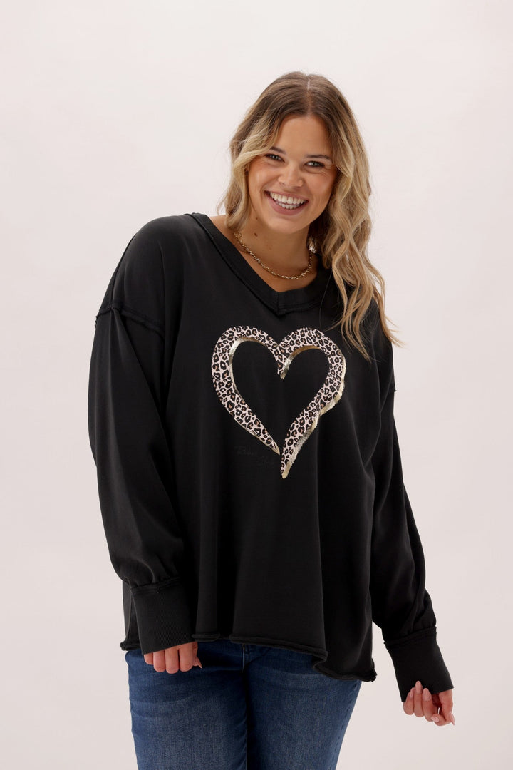 Rebel Club Brushed Heart Sweater Black