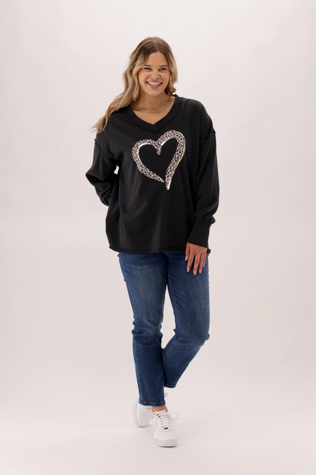 Rebel Club Brushed Heart Sweater Black