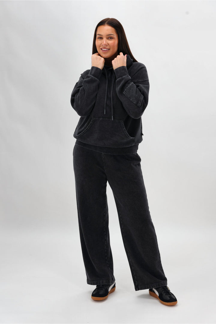 Rebel Club Flock Flower Hoodie Black Wash