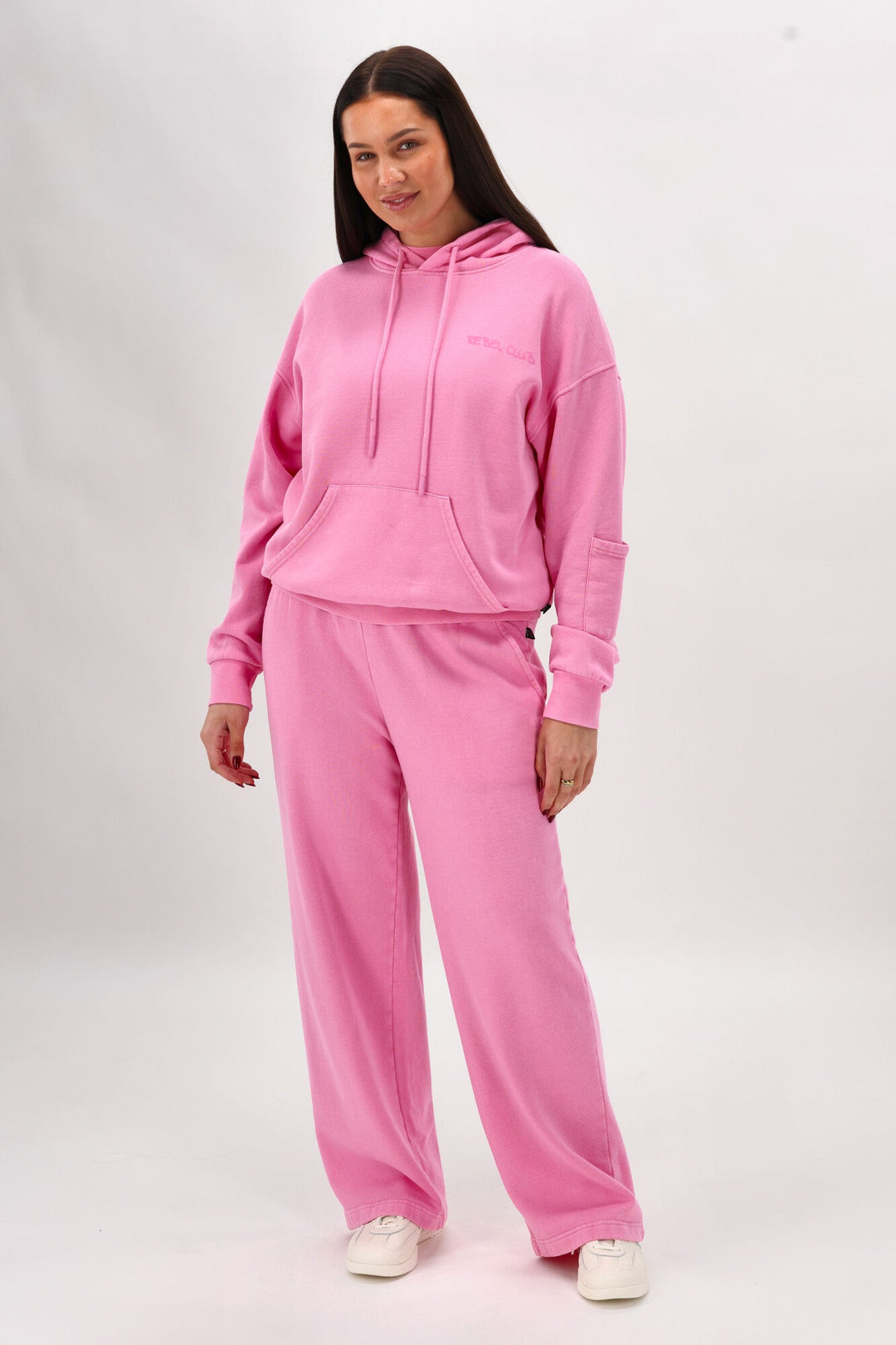 Rebel Club Flock Scribble Heart Hoodie Pink Wash