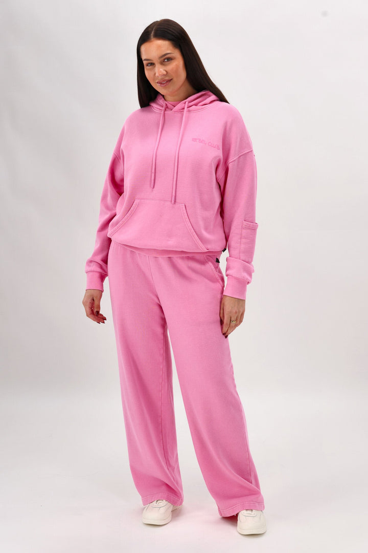 Rebel Club Flock Scribble Heart Hoodie Pink Wash