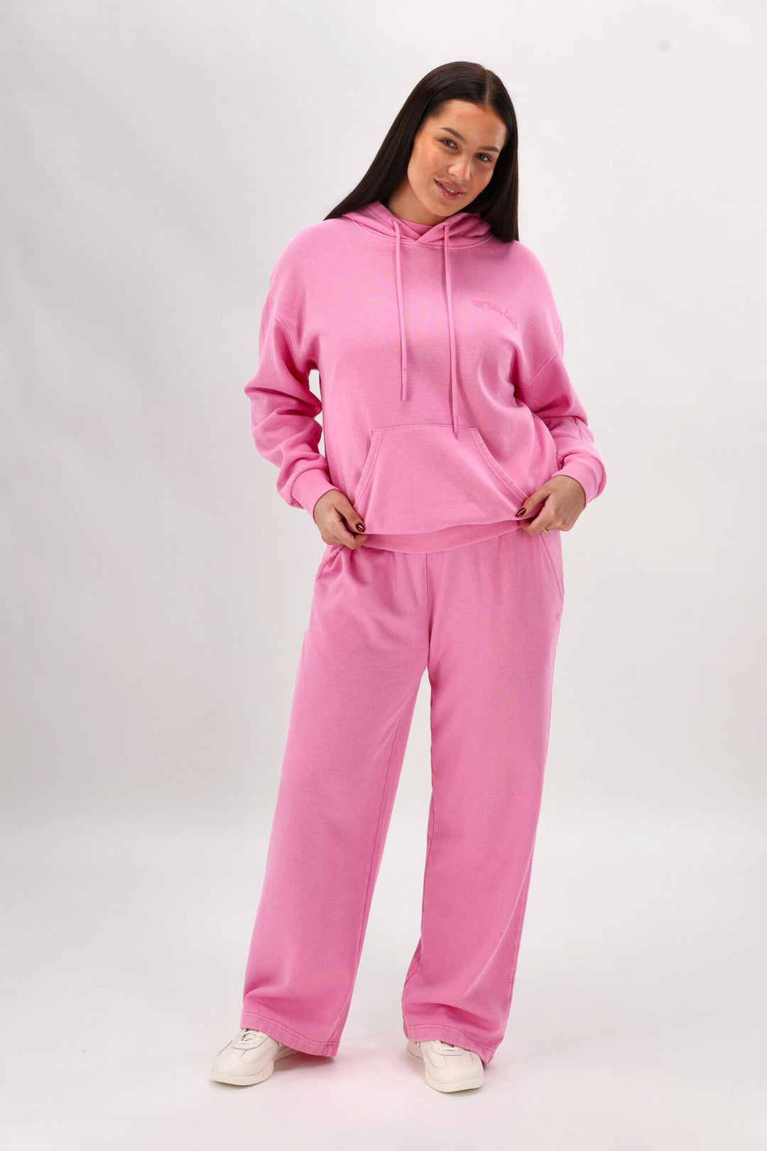 Rebel Club Flock Scribble Heart Hoodie Pink Wash