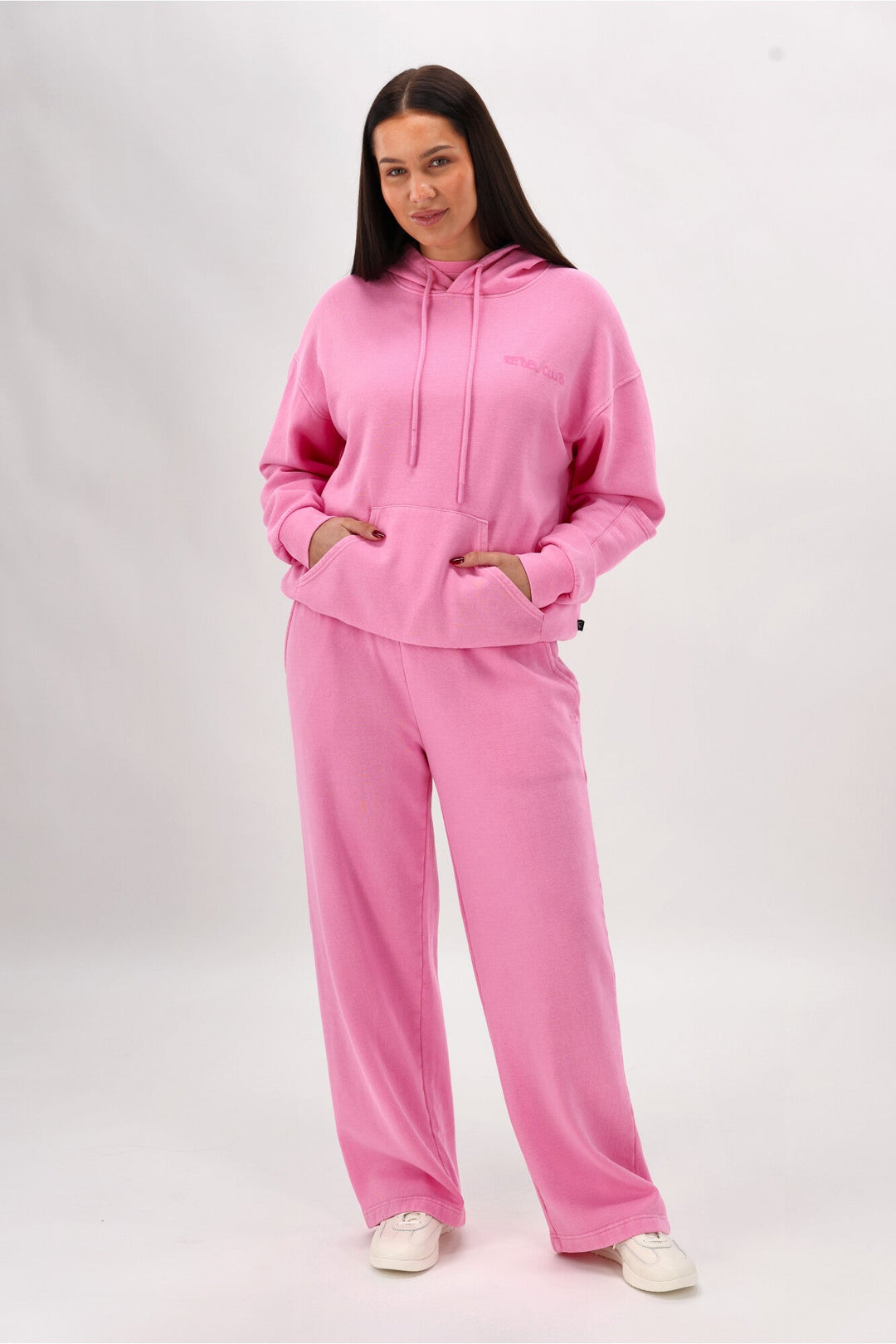 Rebel Club Flock Scribble Heart Hoodie Pink Wash