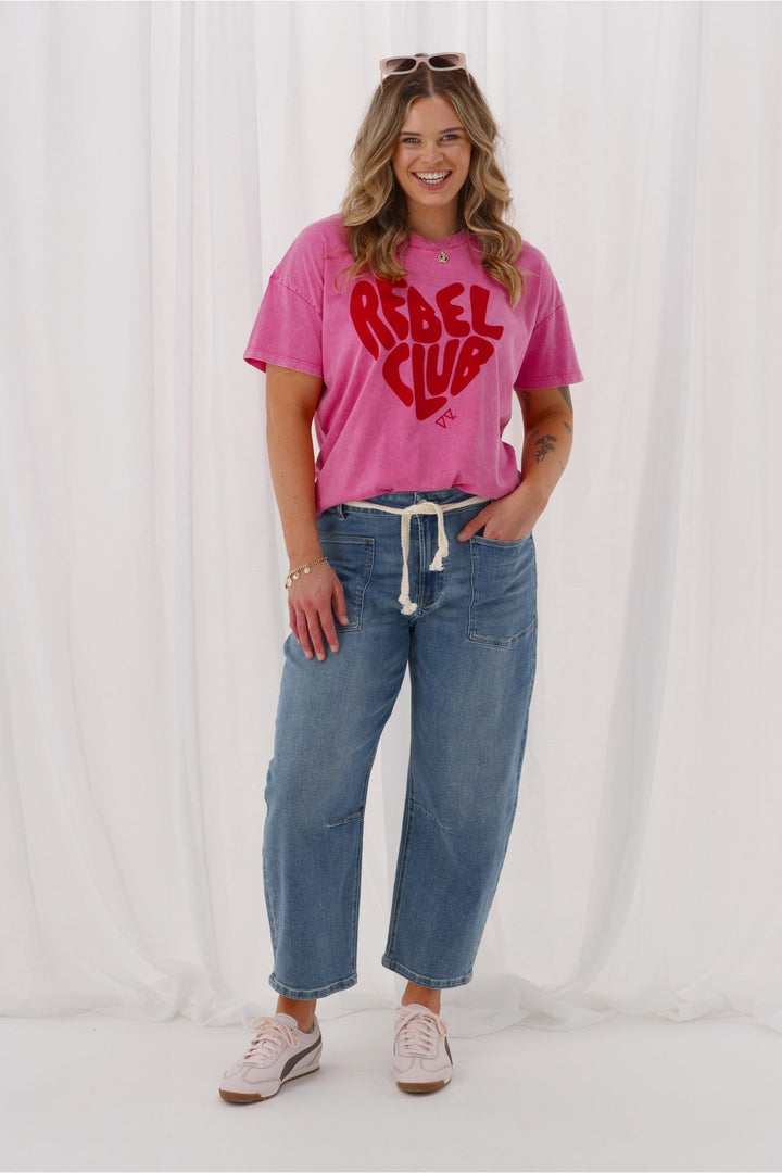 Rebel Club Hayden Slouchy Jean Washed Blue