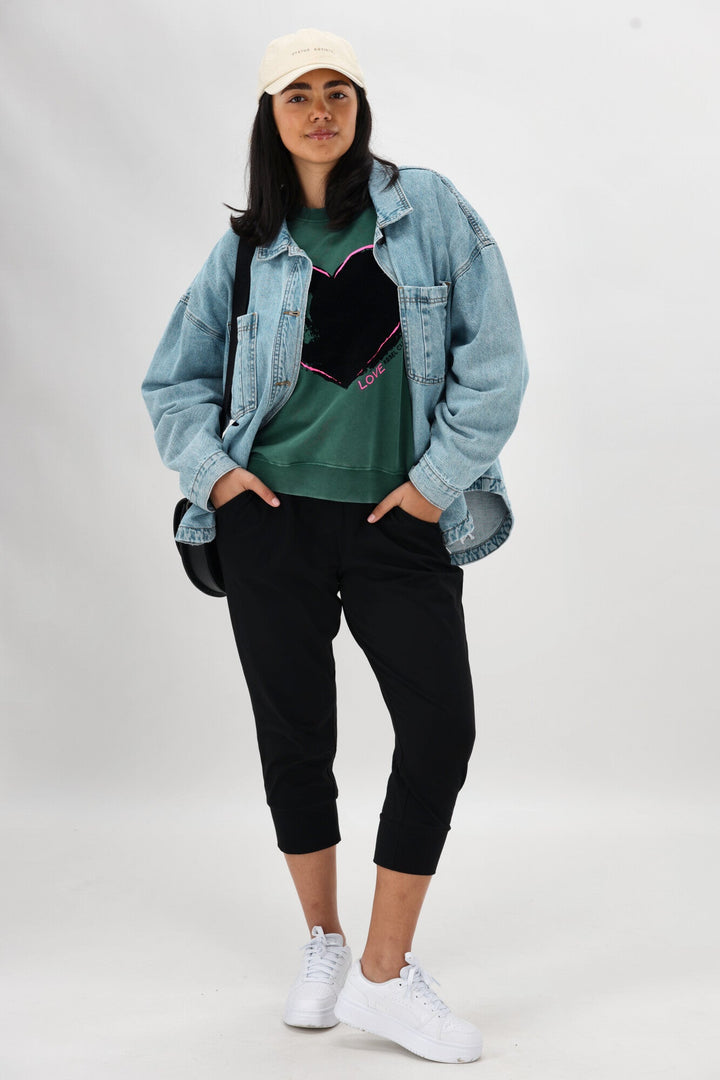 Rebel Club Heart Crush Crew Washed Green