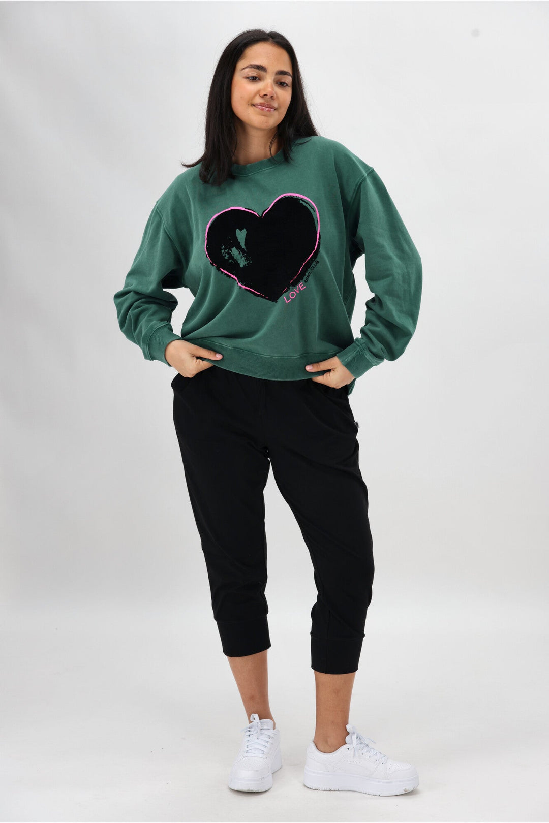 Rebel Club Heart Crush Crew Washed Green