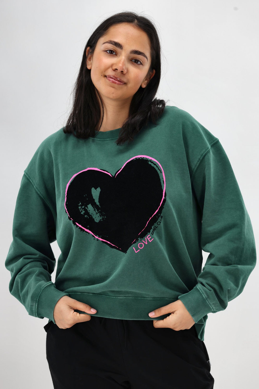 Rebel Club Heart Crush Crew Washed Green