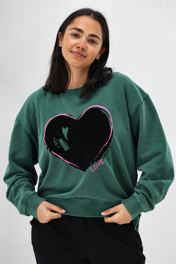 Rebel Club Heart Crush Crew Washed Green
