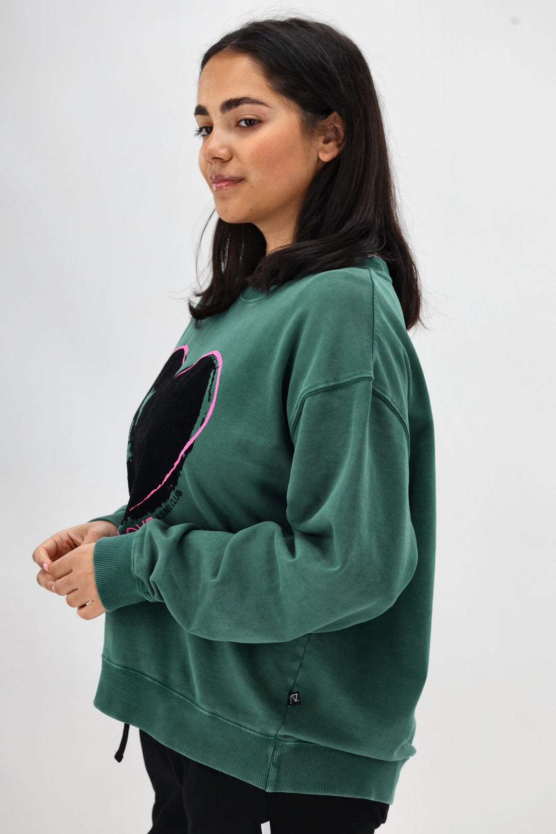 Rebel Club Heart Crush Crew Washed Green