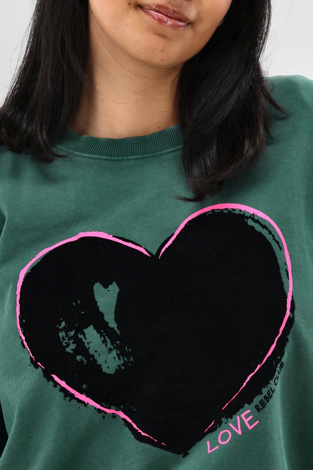 Rebel Club Heart Crush Crew Washed Green