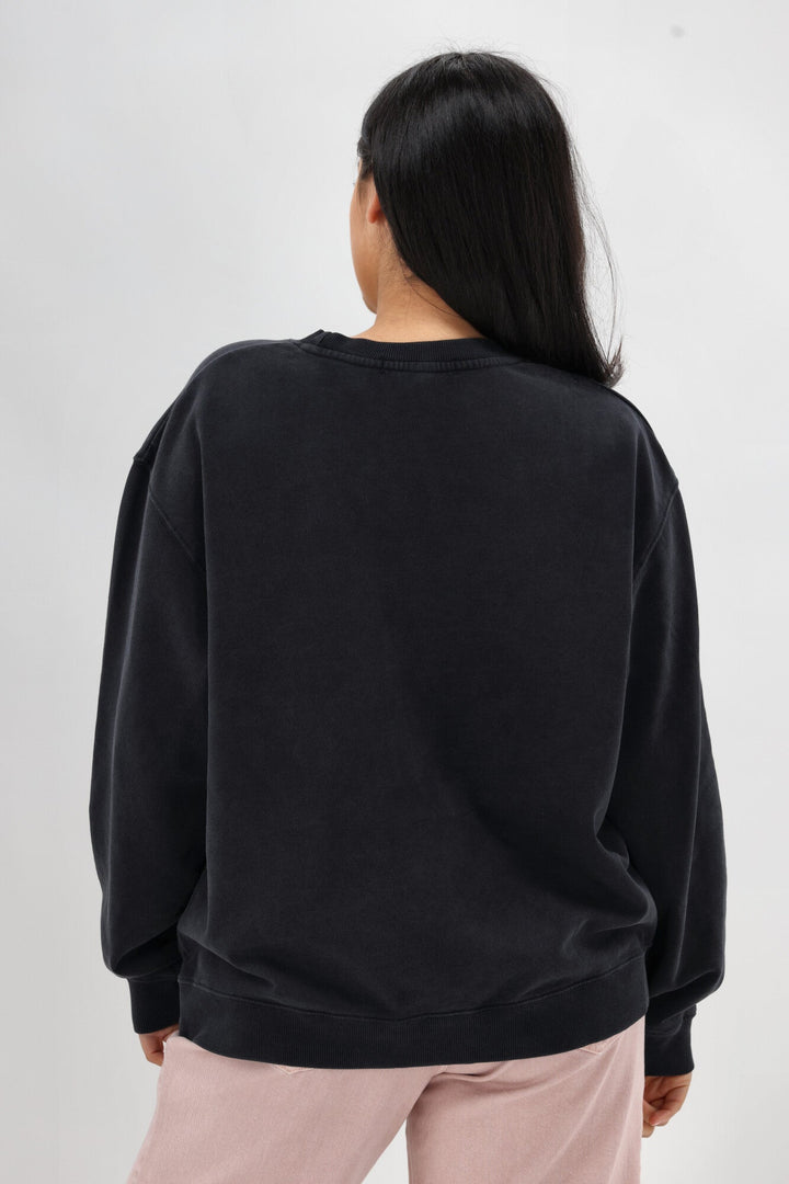 Rebel Club Romance Rose Crew Washed Black