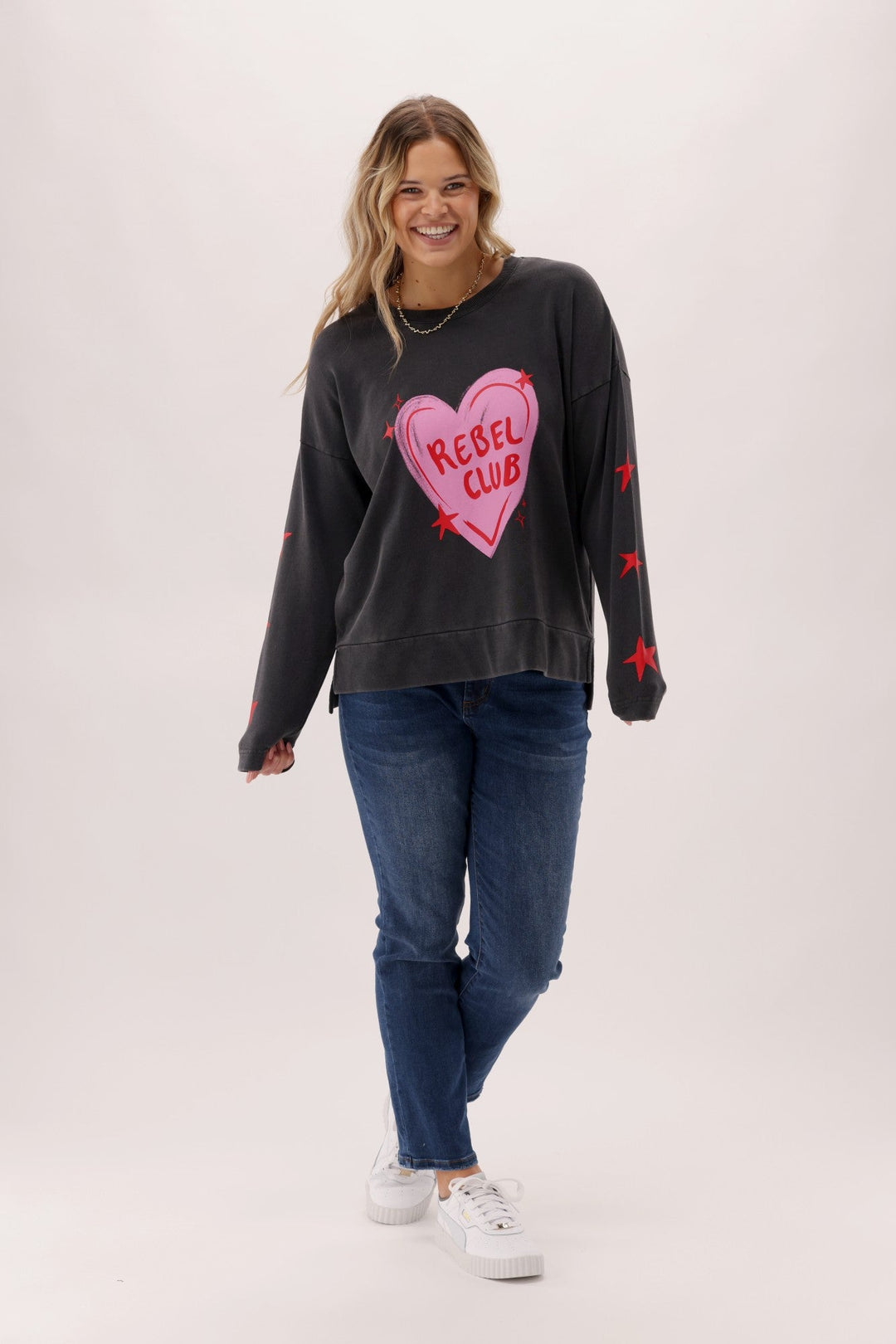Rebel Club Star Struck Crew Washed Black