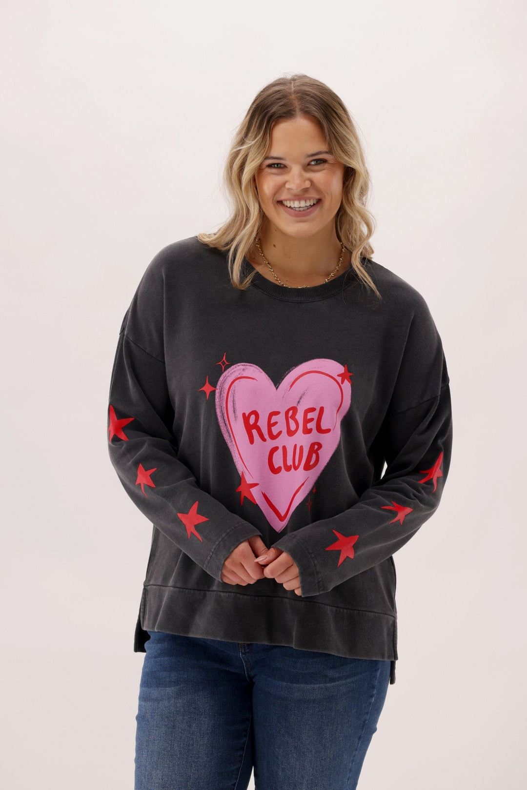Rebel Club Star Struck Crew Washed Black