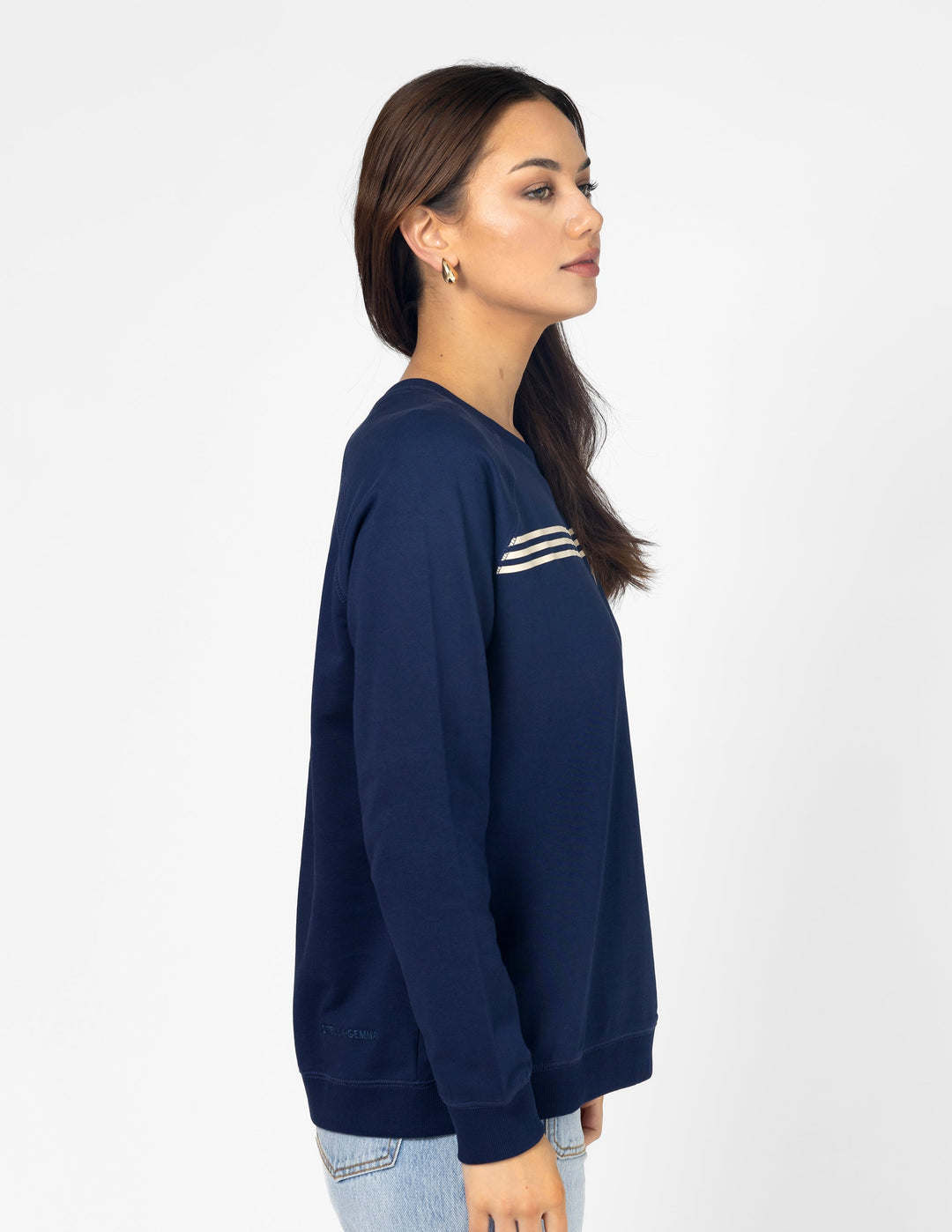 Stella + Gemma Classic Sweater Stripes and Bow Navy
