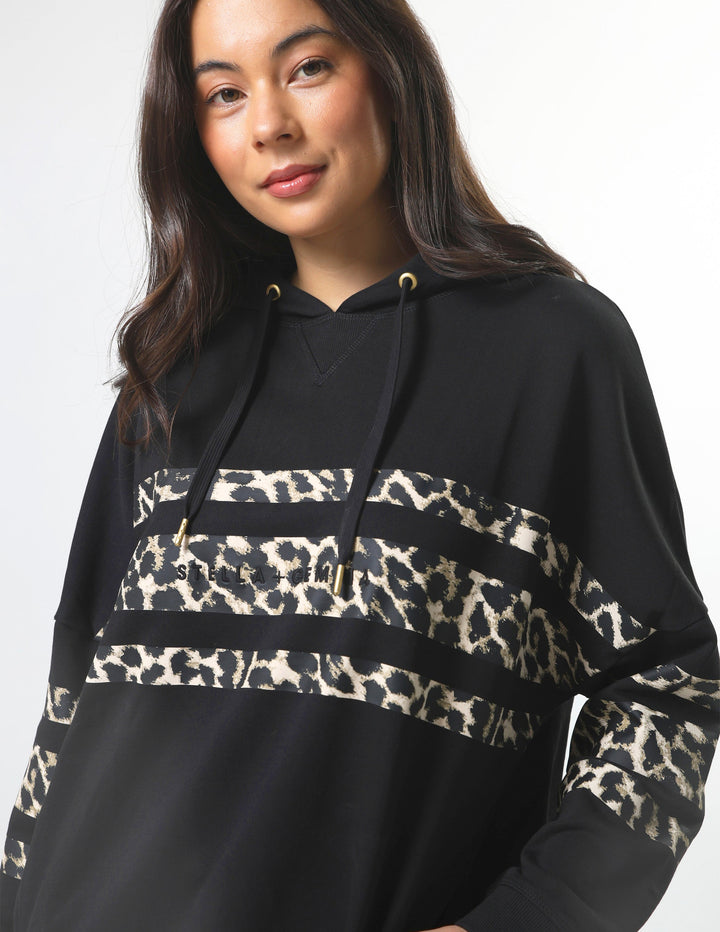 Stella + Gemma Newport Hoodie Black Leopard Icon Stripe