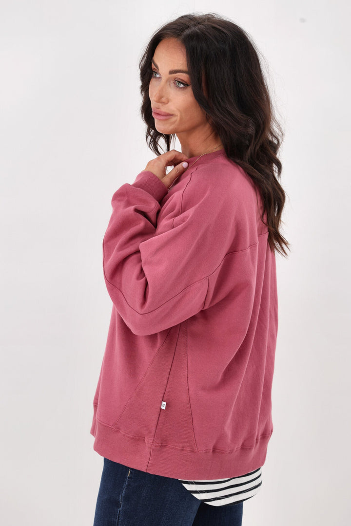Essentials Monogrammed Crew Dusty Rose