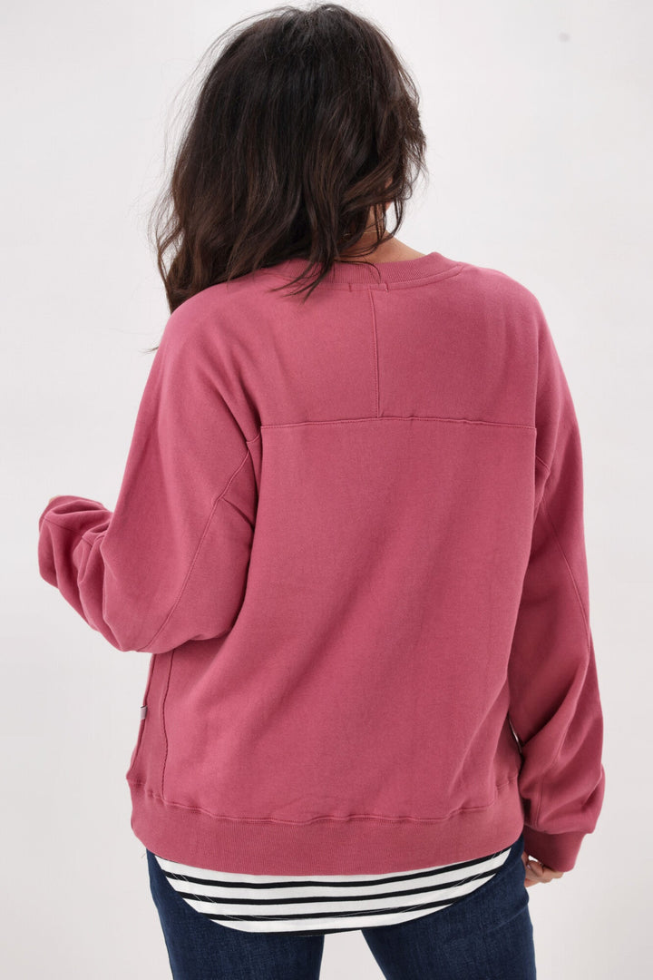 Essentials Monogrammed Crew Dusty Rose