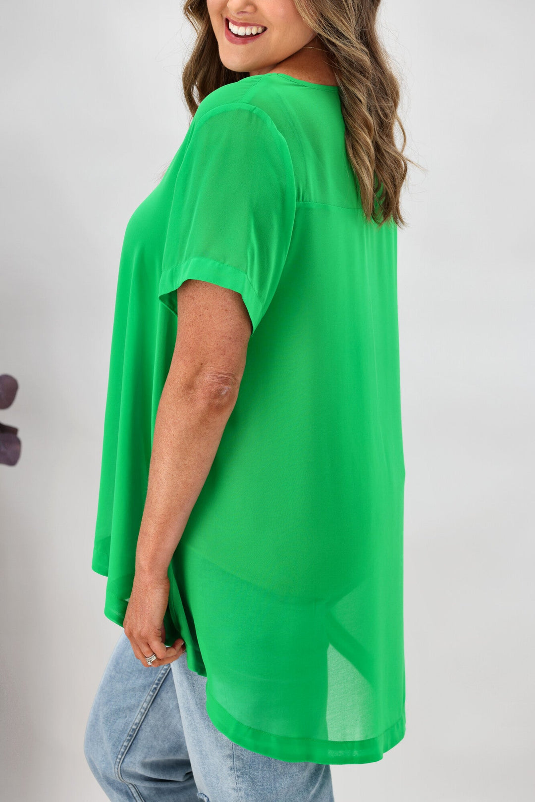 Label Bridgette Hi Lo Chiffon Top Green