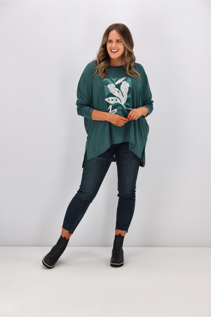 Label Kateri Foil Print Top Teal