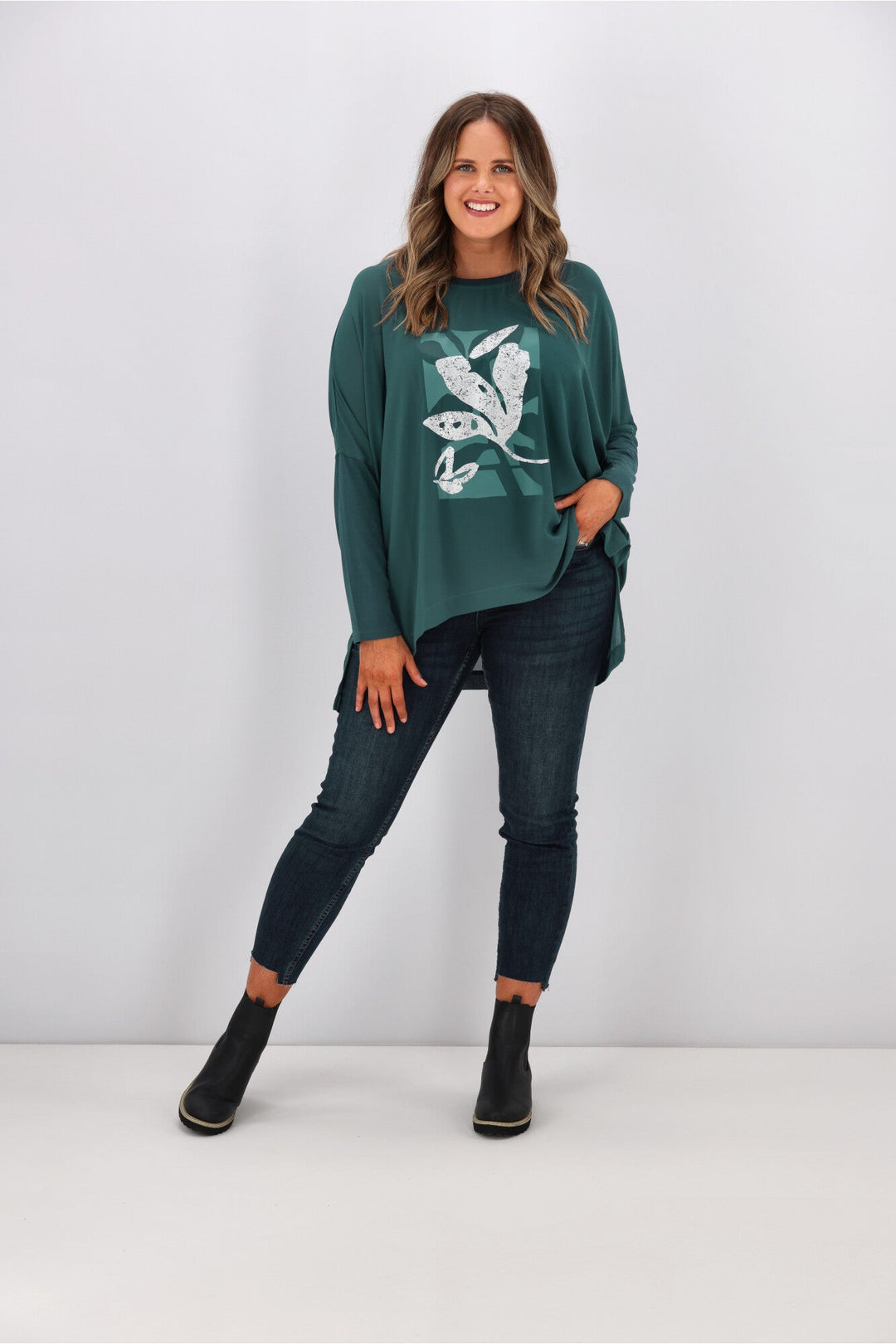 Label Kateri Foil Print Top Teal