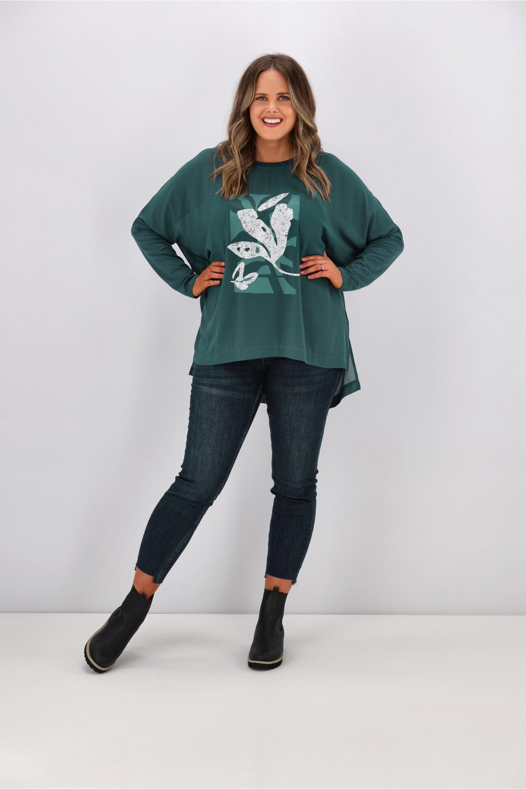 Label Kateri Foil Print Top Teal