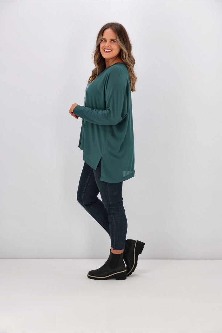 Label Kateri Foil Print Top Teal
