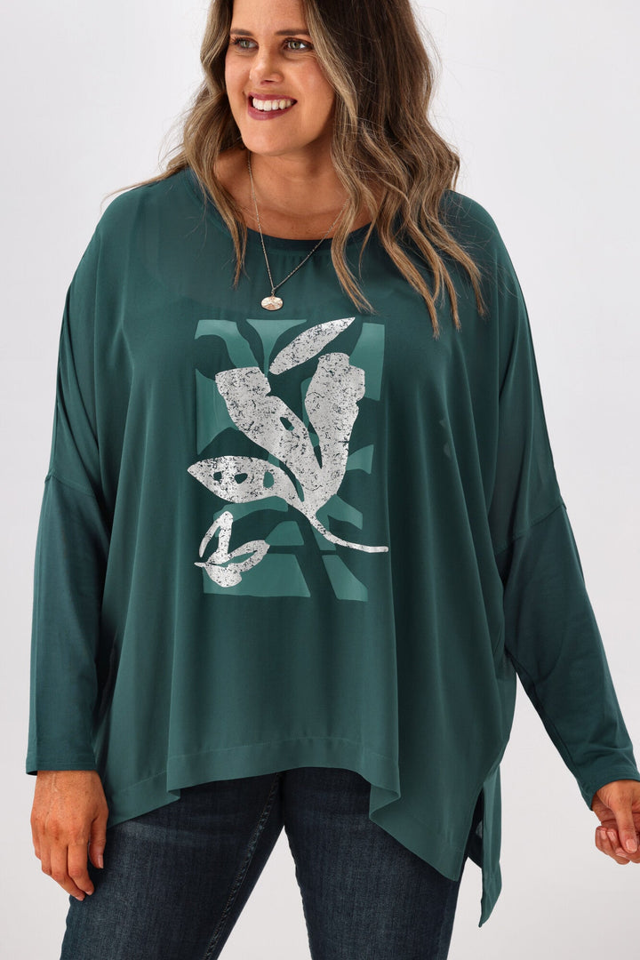 Label Kateri Foil Print Top Teal