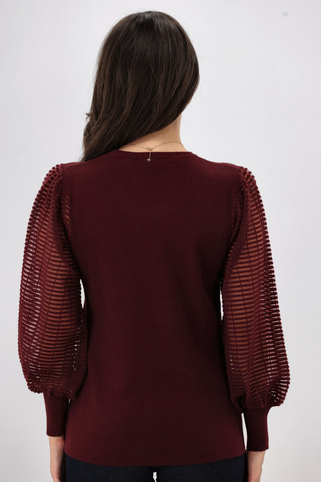 Label Olivia Contrast Sleeve Knit Top Merlot