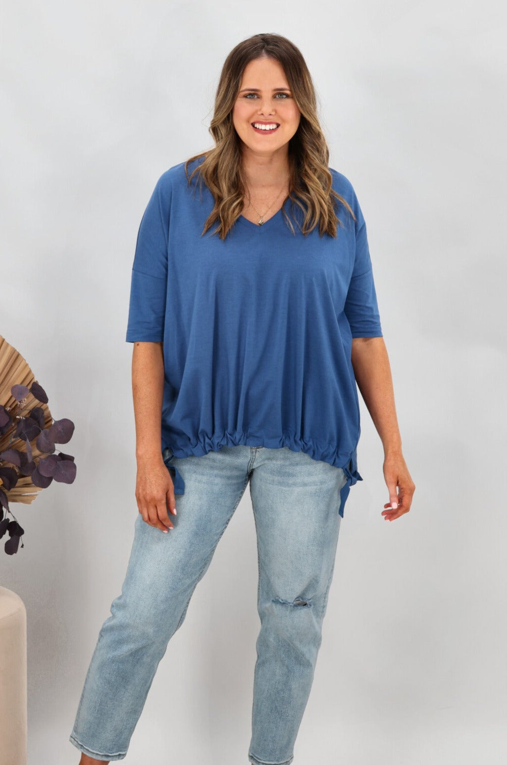 Label Soho Modal Drawstring Top Blue