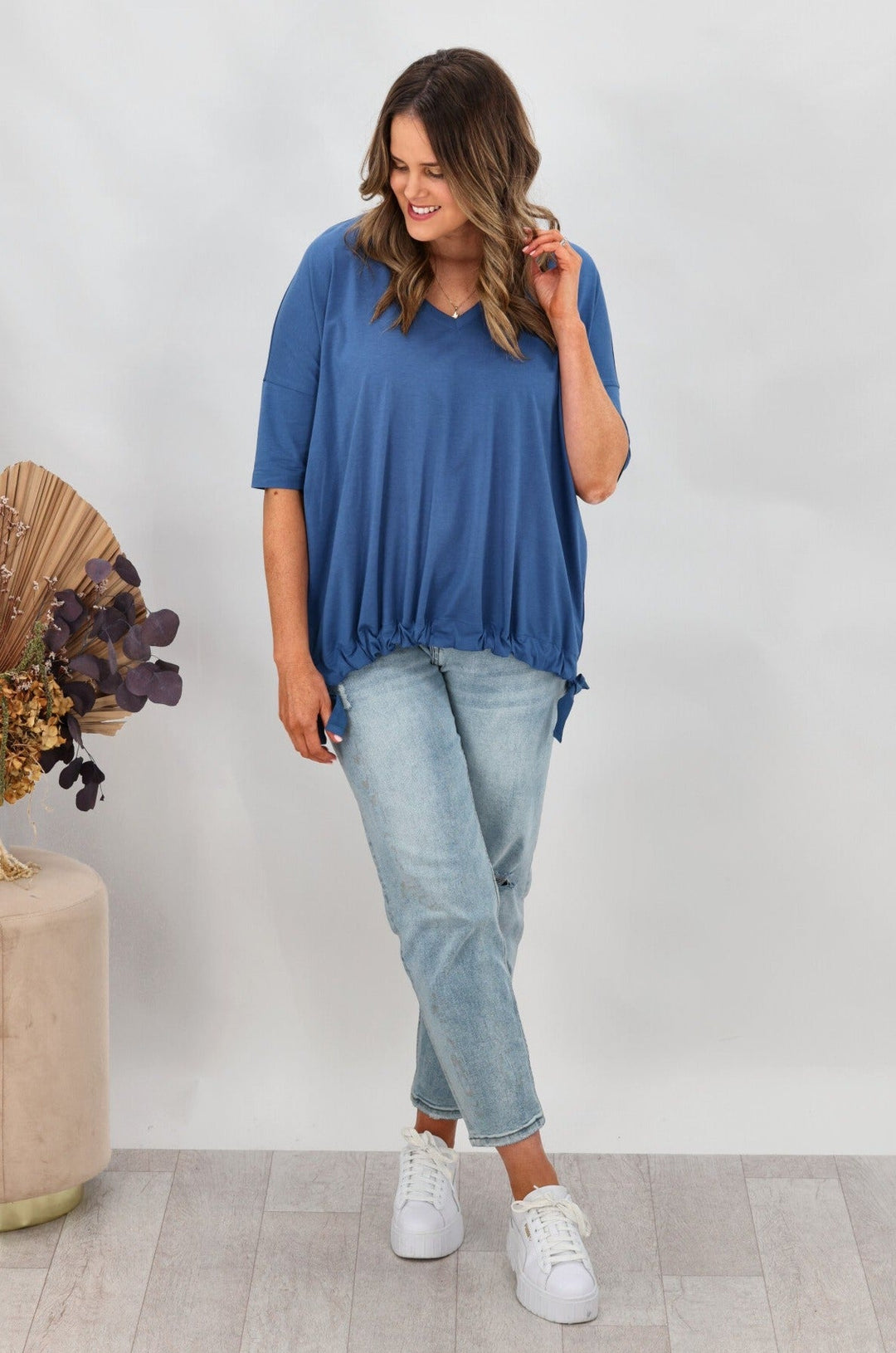 Label Soho Modal Drawstring Top Blue