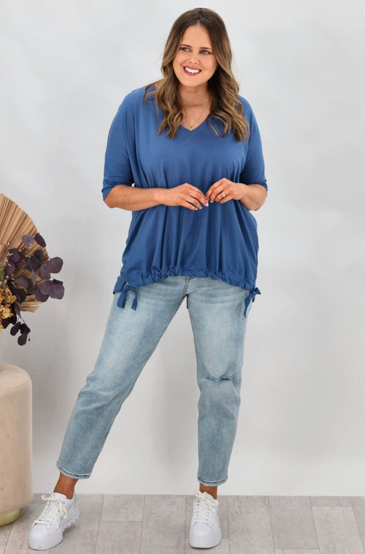 Label Soho Modal Drawstring Top Blue