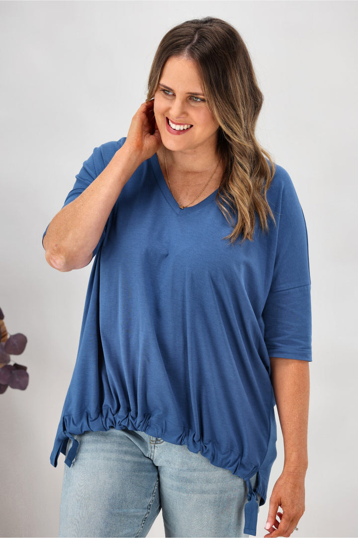 Label Soho Modal Drawstring Top Blue