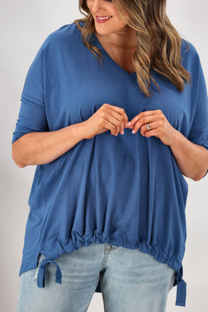 Label Soho Modal Drawstring Top Blue