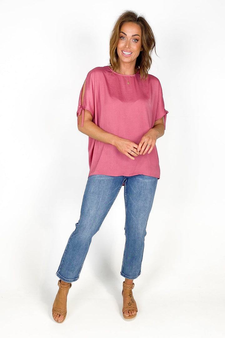 Label Willow Cold Shoulder Top Rose Pink