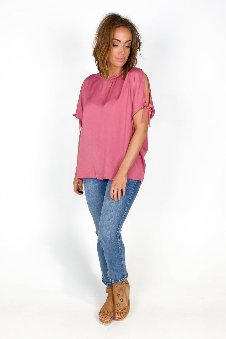 Label Willow Cold Shoulder Top Rose Pink