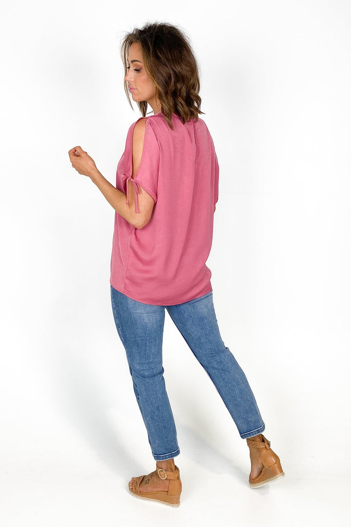 Label Willow Cold Shoulder Top Rose Pink