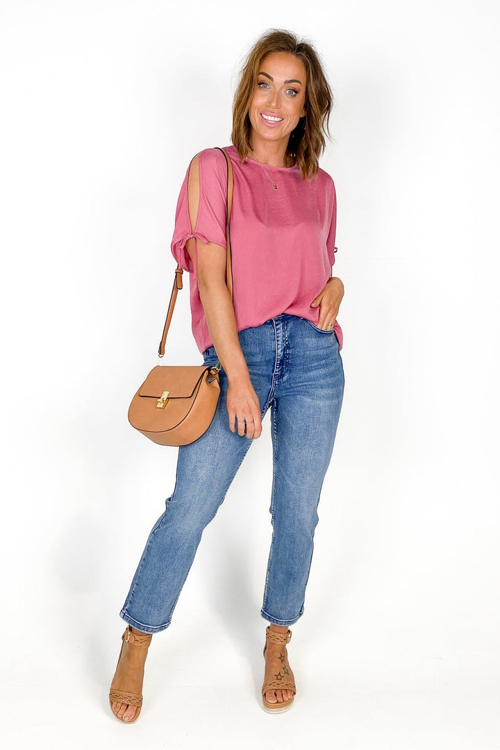 Label Willow Cold Shoulder Top Rose Pink