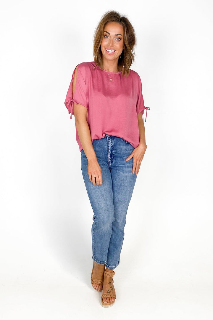 Label Willow Cold Shoulder Top Rose Pink