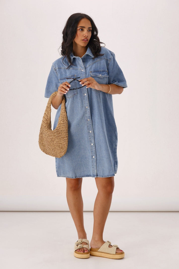 Foxwood Sorcha Denim Dress Light Blue