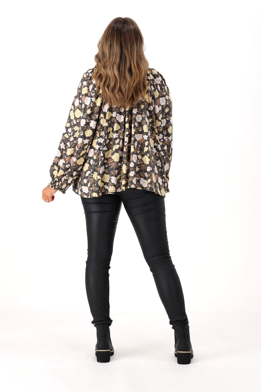 Salty Bright Riley Floral Top Black