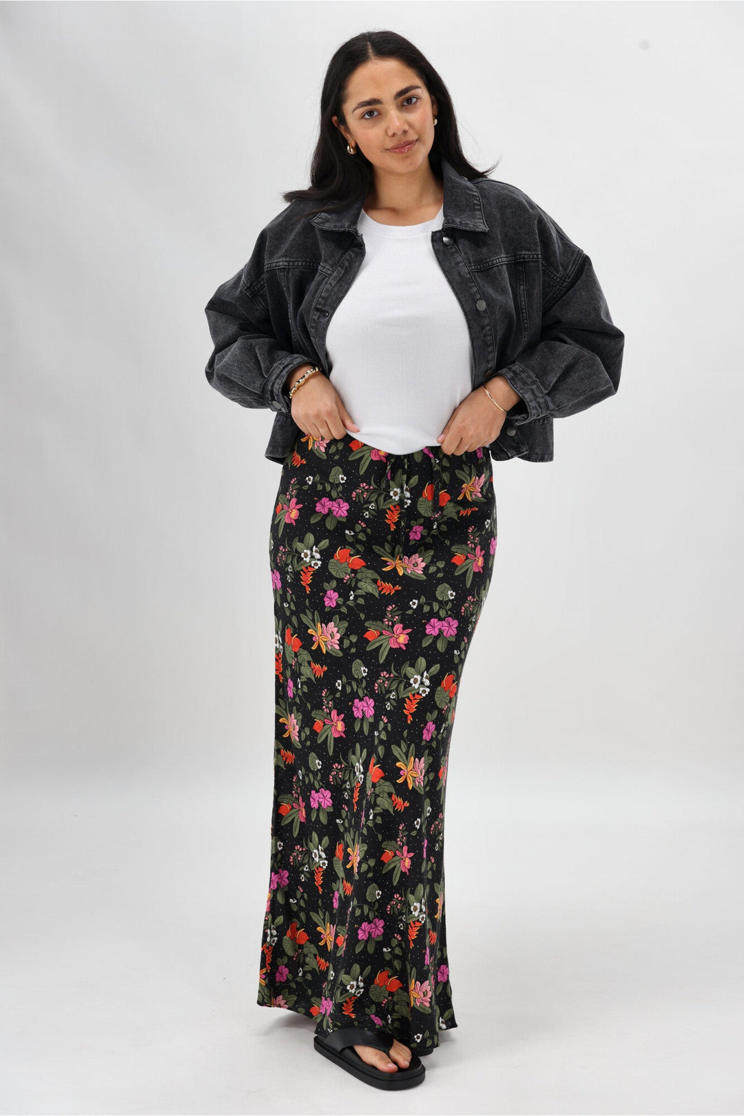 Sass Beckett Bias Skirt Night Garden