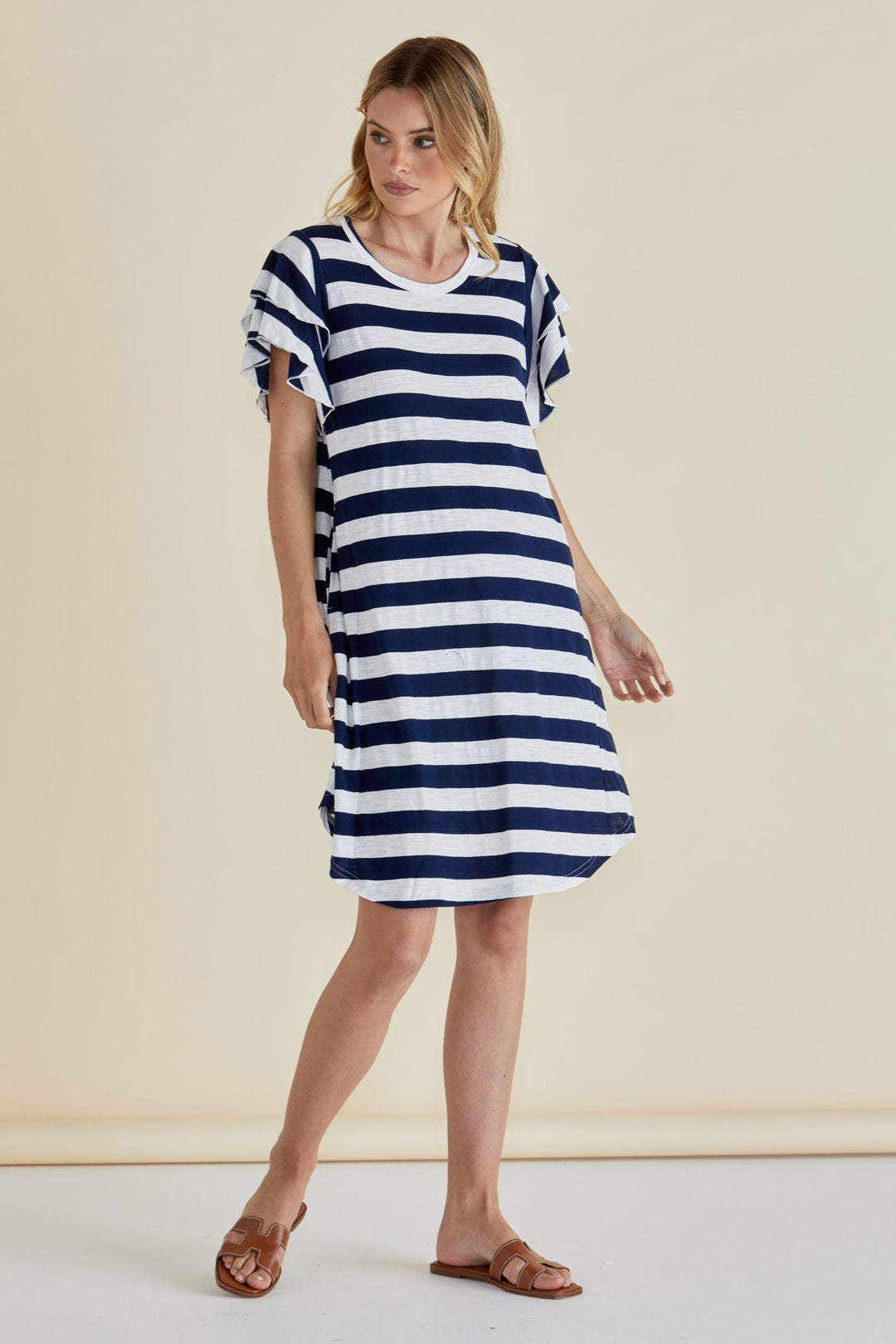 Betty Basics Sydney Tee Dress Blue Stripe